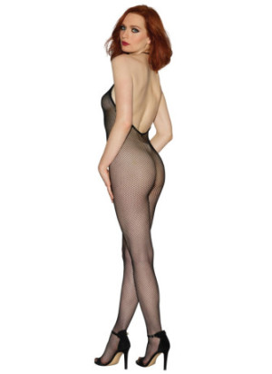 Bodystocking résille noir dos nu entre-jambes ouvert - DG0017BLK